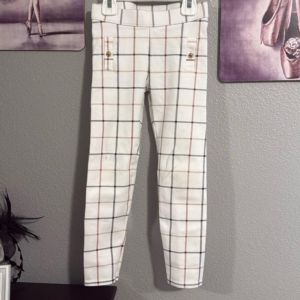 Janie and Jack size 6 girls ponte pants leggings white window pane used